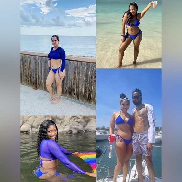 Ella Lust 3 Pcs Swimsuit . NWOT still sanitary taped black Large Mesh cover - Picture 3 of 4